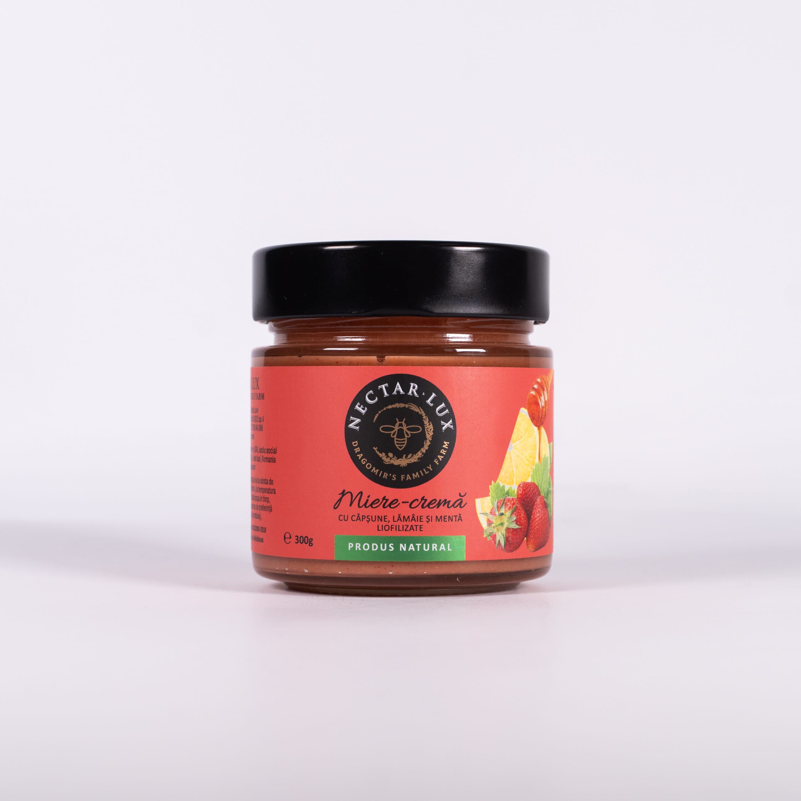 Nectar LUX Miere cu căpșune, lămîie și mentă liofilizata 300g