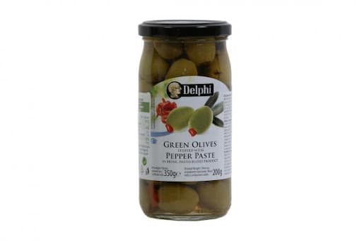 Măsline verzi cu ardei "Delphi" 360g