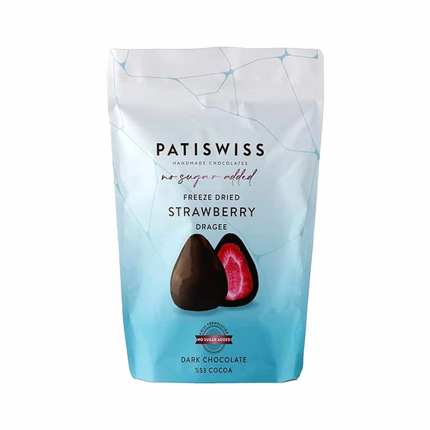 Căpșune in ciocolată neagră fără zahăr "PATISWISS" 80g