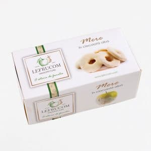 Mere uscate rondele în glazură de ciocolată albă "LEFRUCOM" 100g