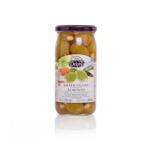 Măsline verzi cu migdale "Delphi" 360g