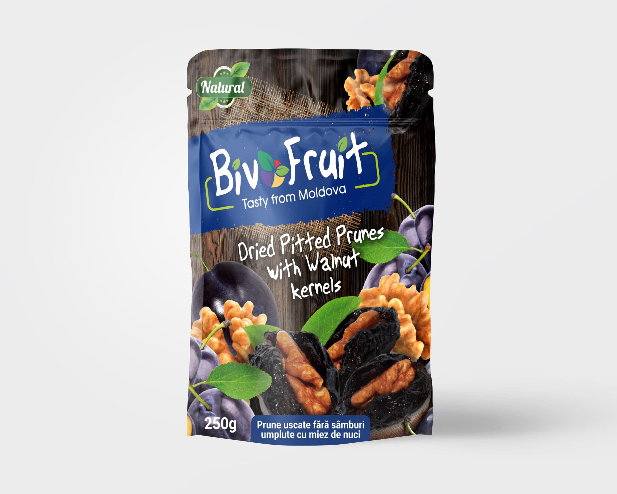 Prune uscate fără sîmburi umplute cu miez de nuci, 250g